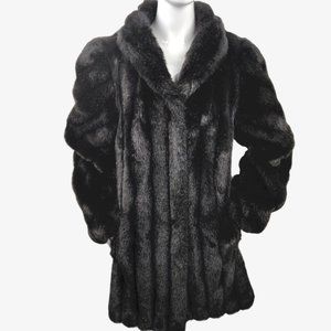 Vintage 1960s 70s Faux Mink Fur Coat 34" Long Shaw